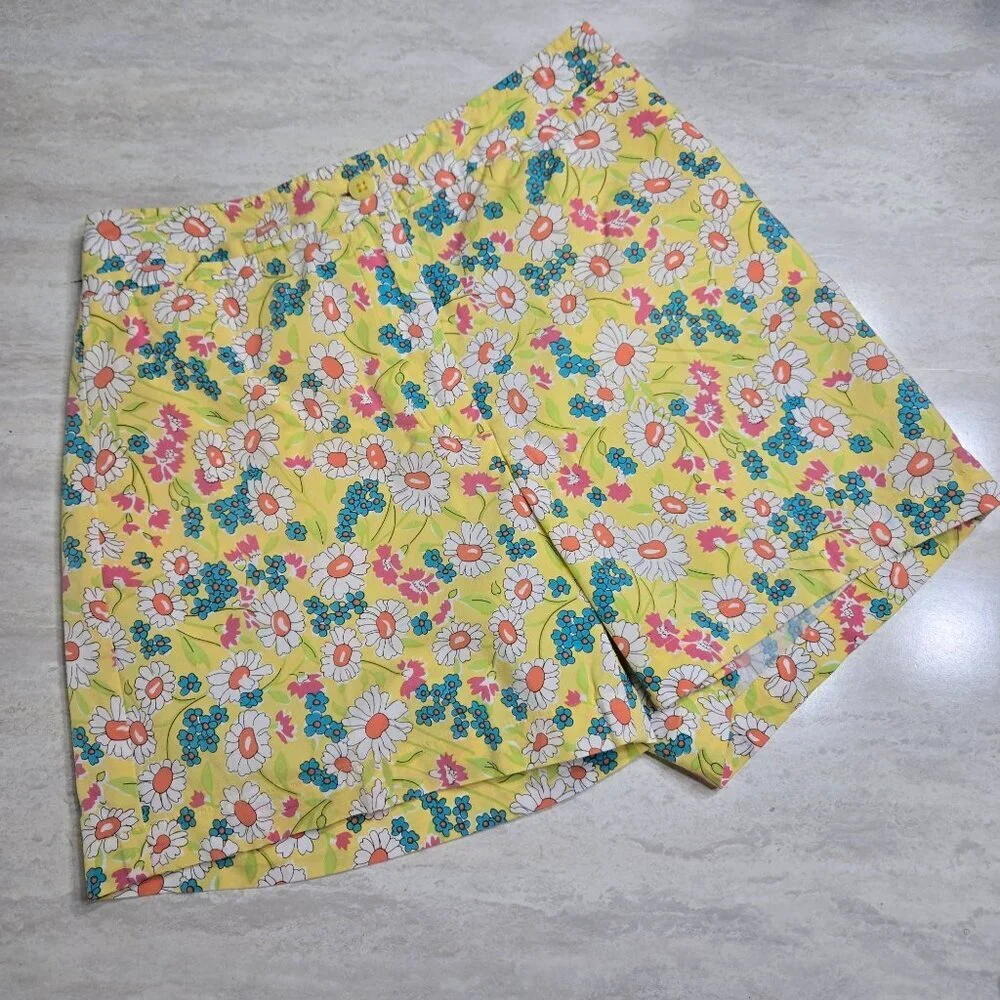 Vintage‎ Harolds Shorts Womens 0 Floral Yellow High Waist Retro Daisy 70s